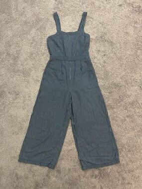 J. CREW Factory Striped Wide-Leg Jumpsuit - Navy/White